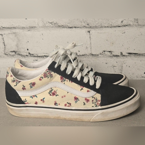 Vans Old Skool Ditsy Floral Sneakers Women’s 8 Black Cream Skate Shoes - Picture 5 of 11